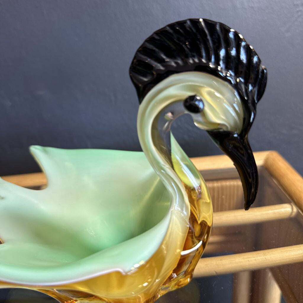 Vintage Glass Bird Candy Dish