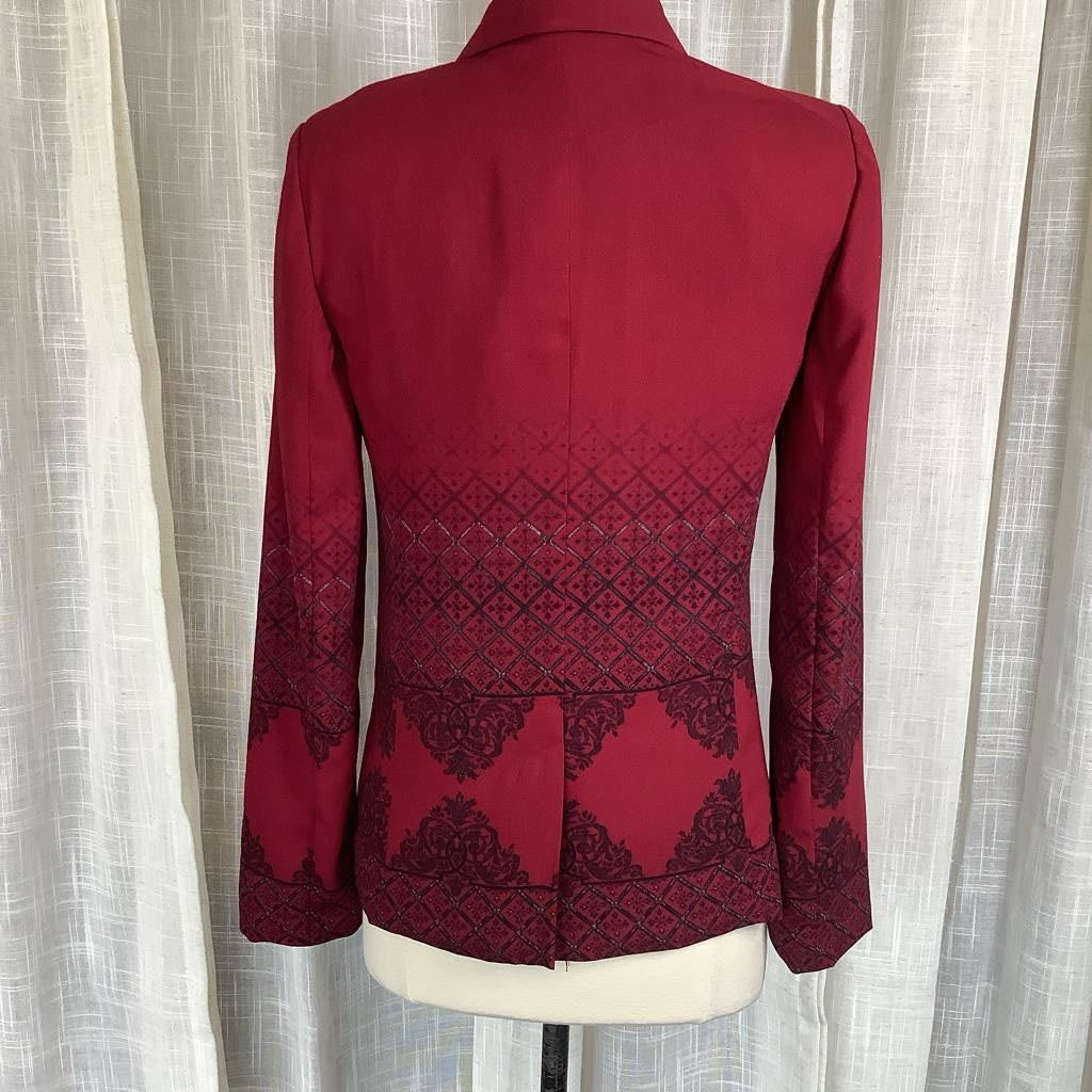 Burgundy Blazer with Black / Gray Pattern
