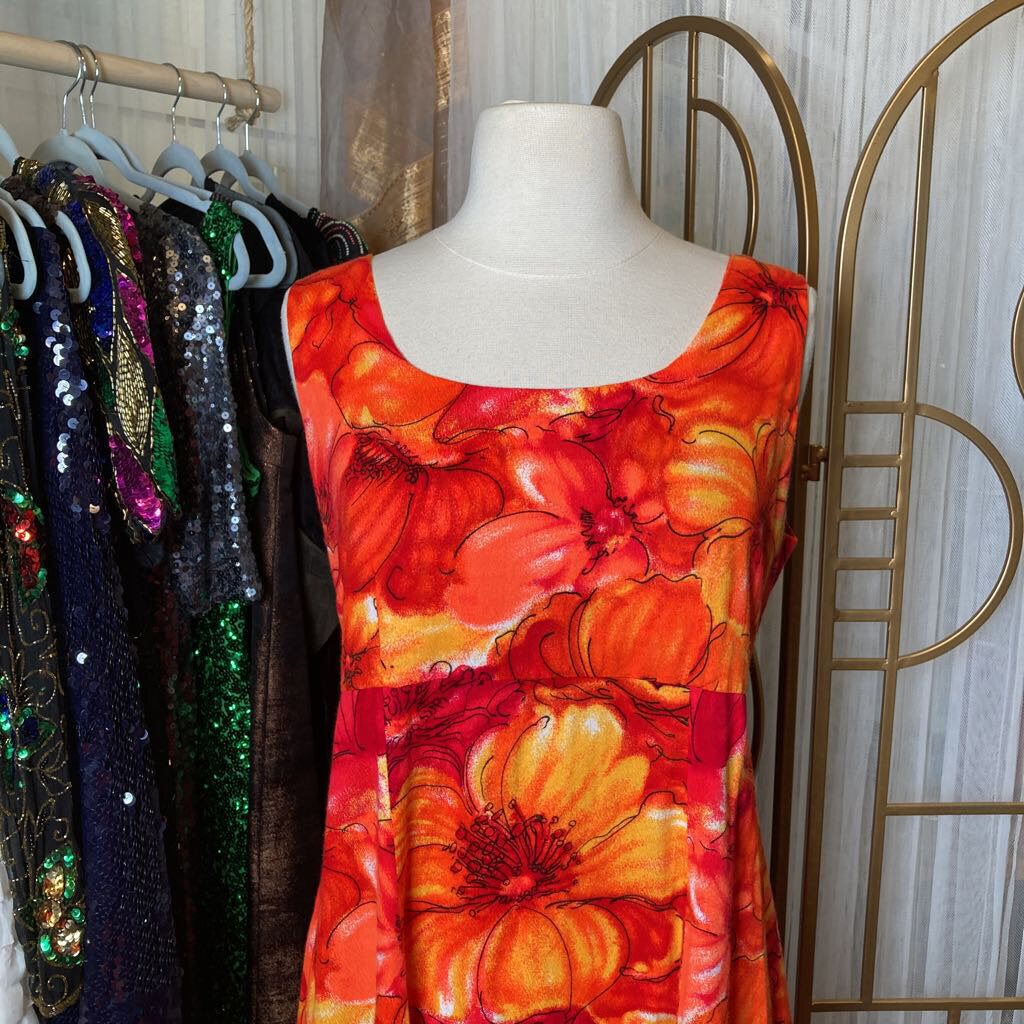 1970s Barkcloth Hawaiian Maxi