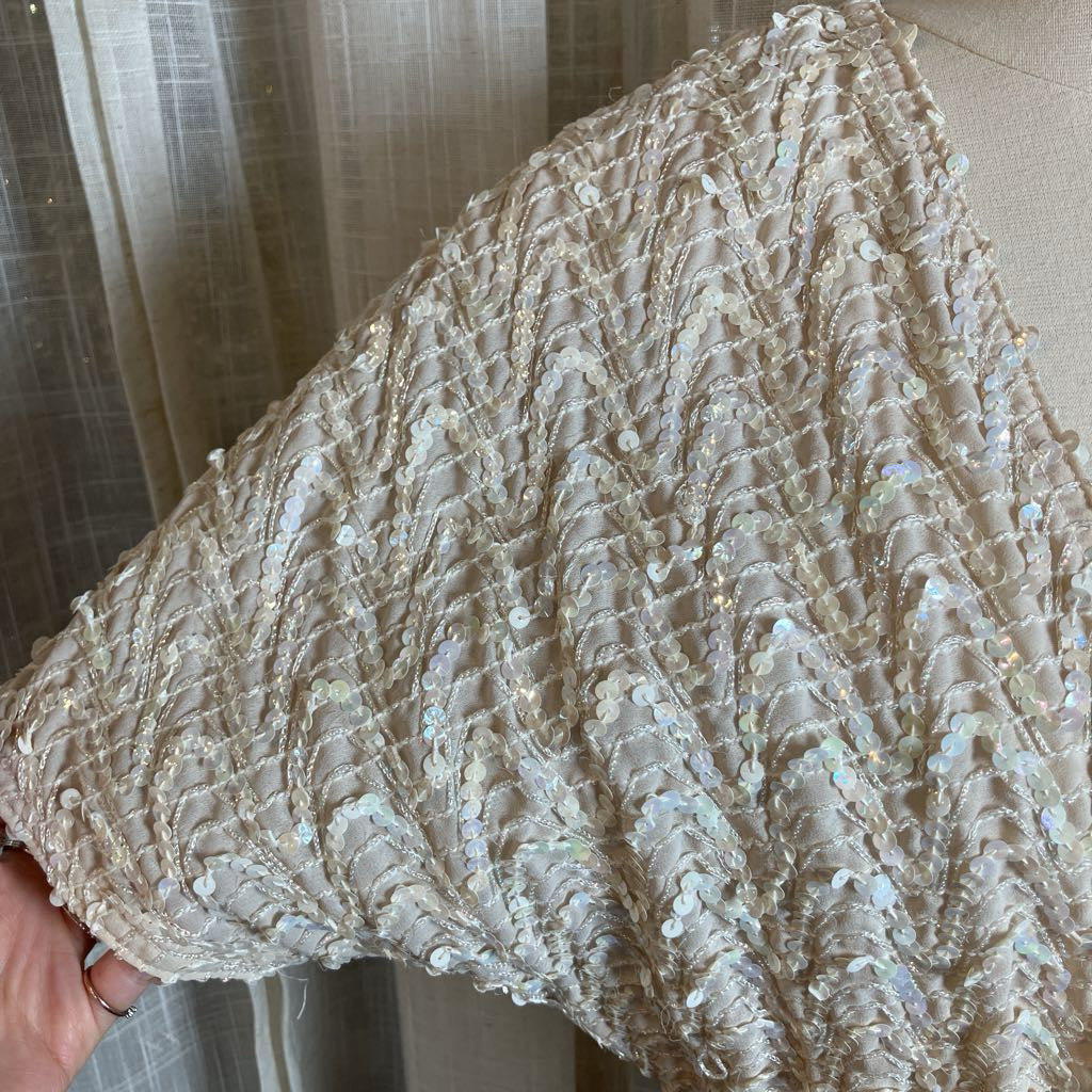 Cream Sequin V-front Jacket