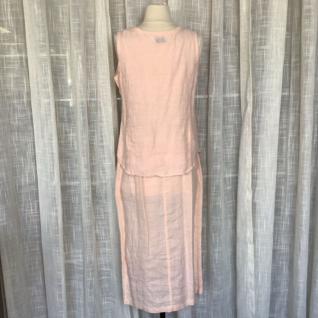 1980s Linen PeachSkirt Set