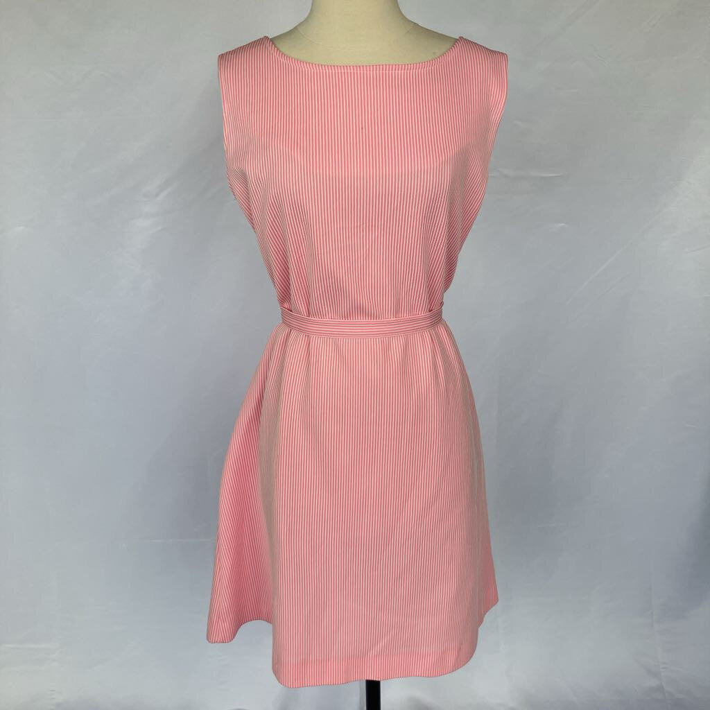 1960s Pink and White Striped Dress with Pockets and Belts