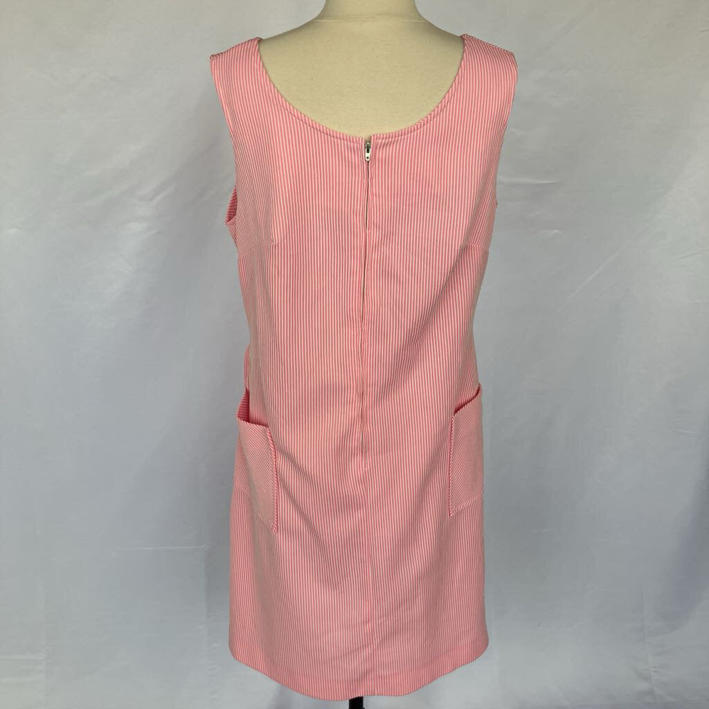 1960s Pink and White Striped Dress with Pockets and Belts