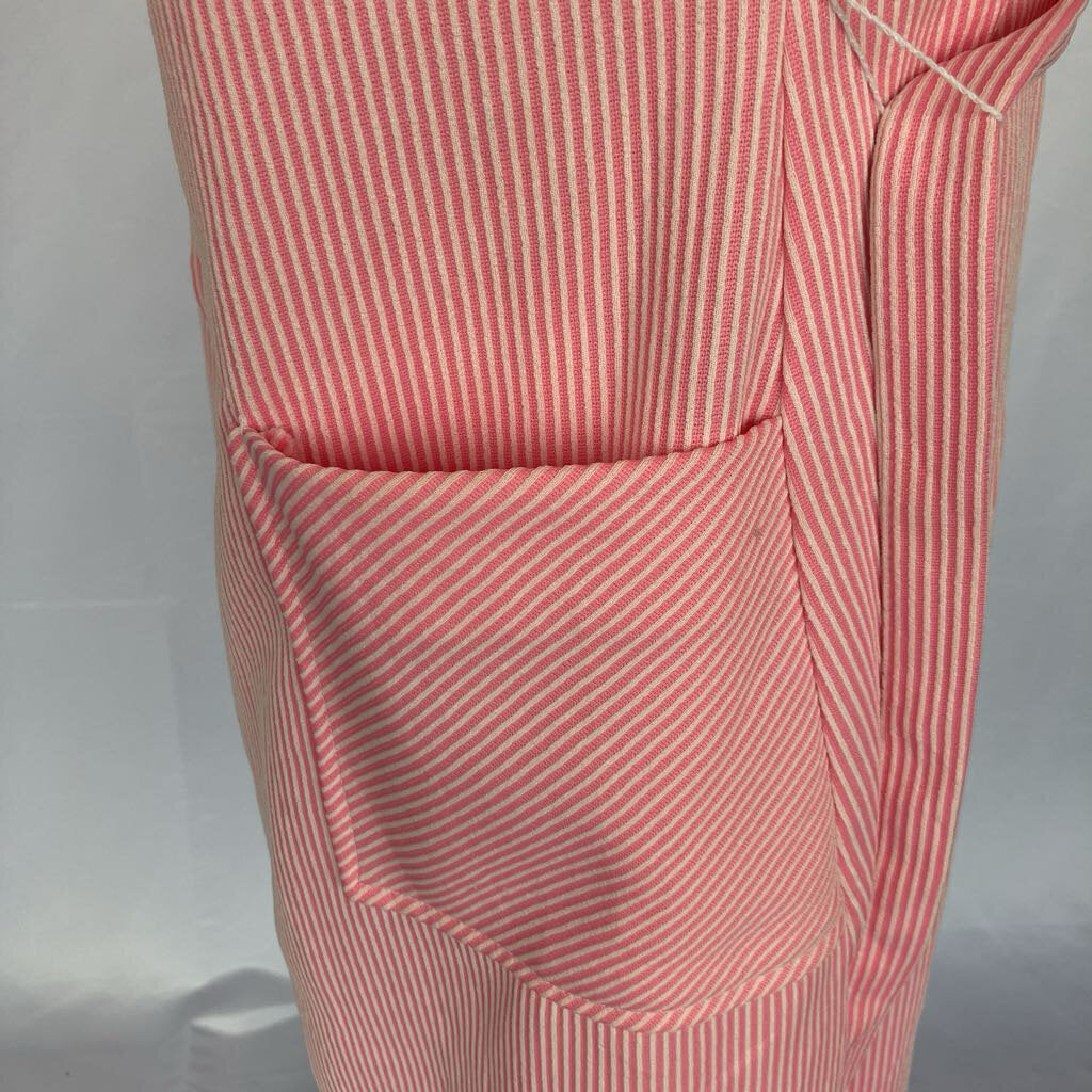 1960s Pink and White Striped Dress with Pockets and Belts