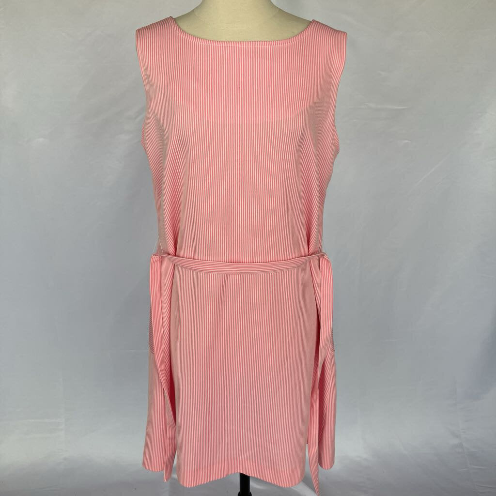 1960s Pink and White Striped Dress with Pockets and Belts