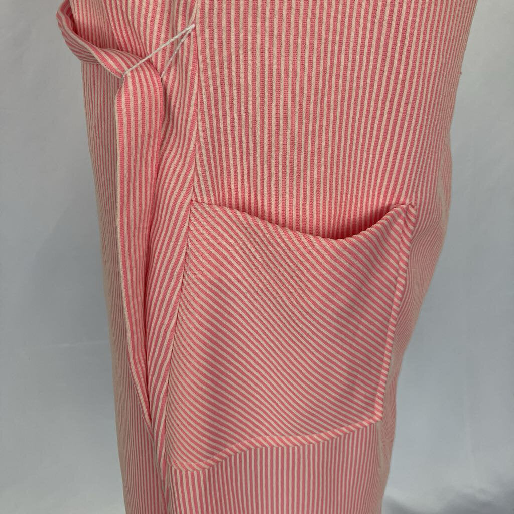 1960s Pink and White Striped Dress with Pockets and Belts