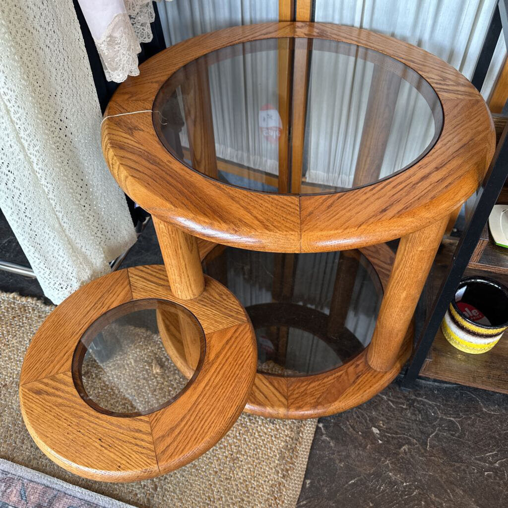 Vintage 3 Tier Side Table with Center Swivel