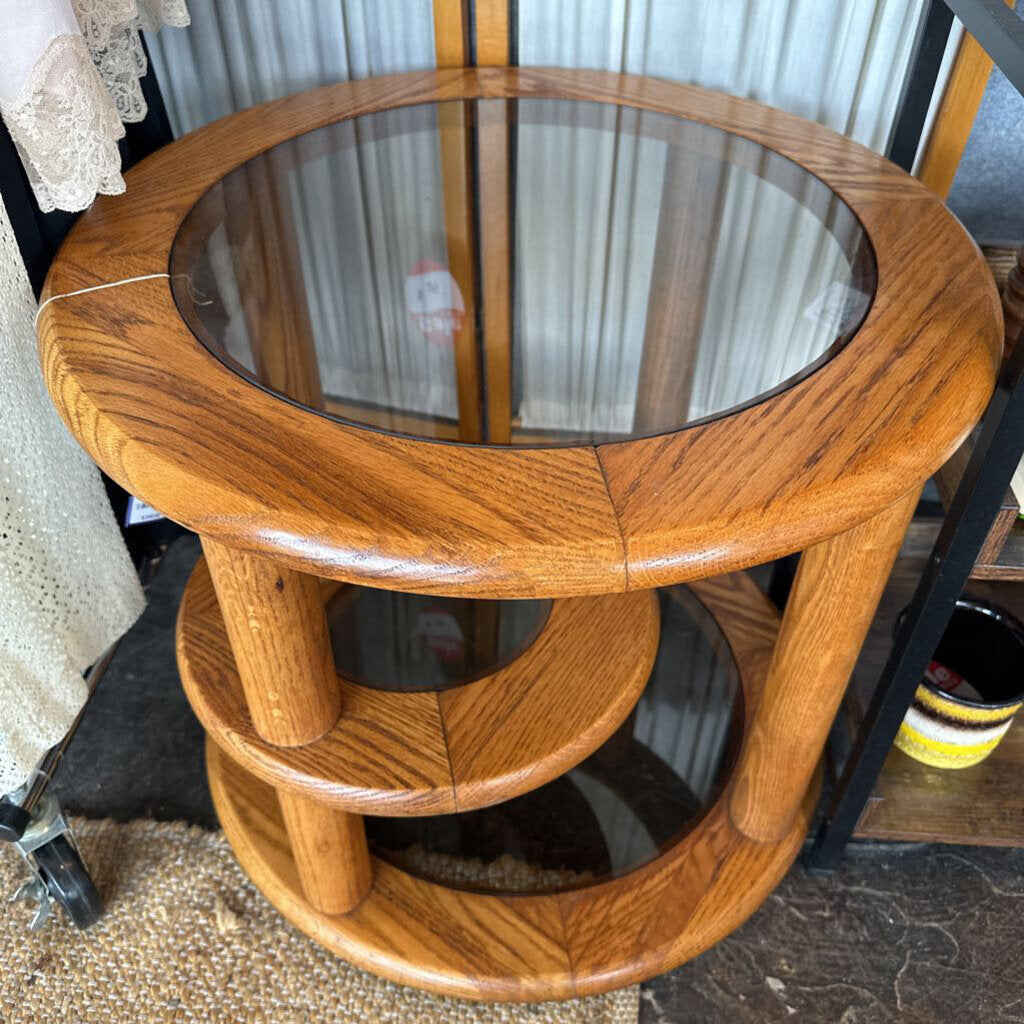 Vintage 3 Tier Side Table with Center Swivel