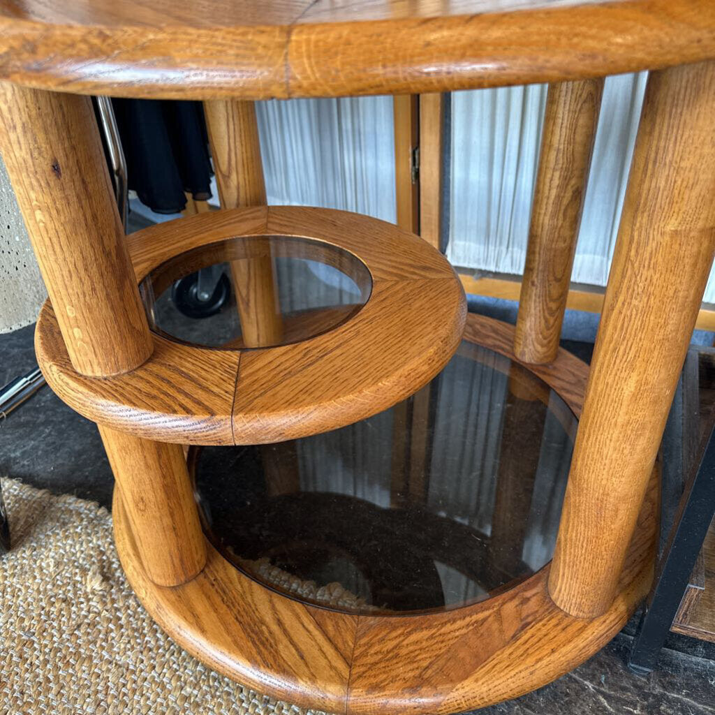 Vintage 3 Tier Side Table with Center Swivel