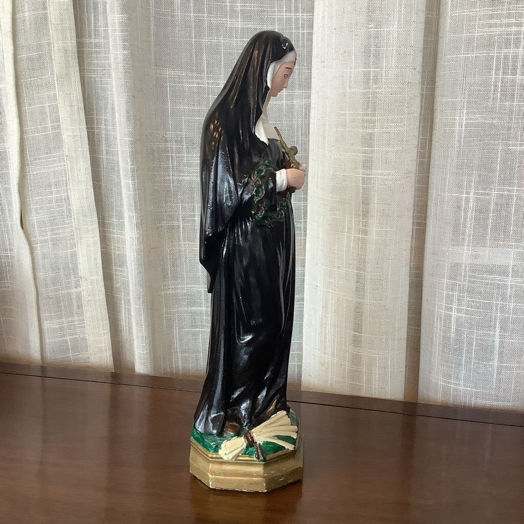 60's St. Rita Cascia Chalkware Statue