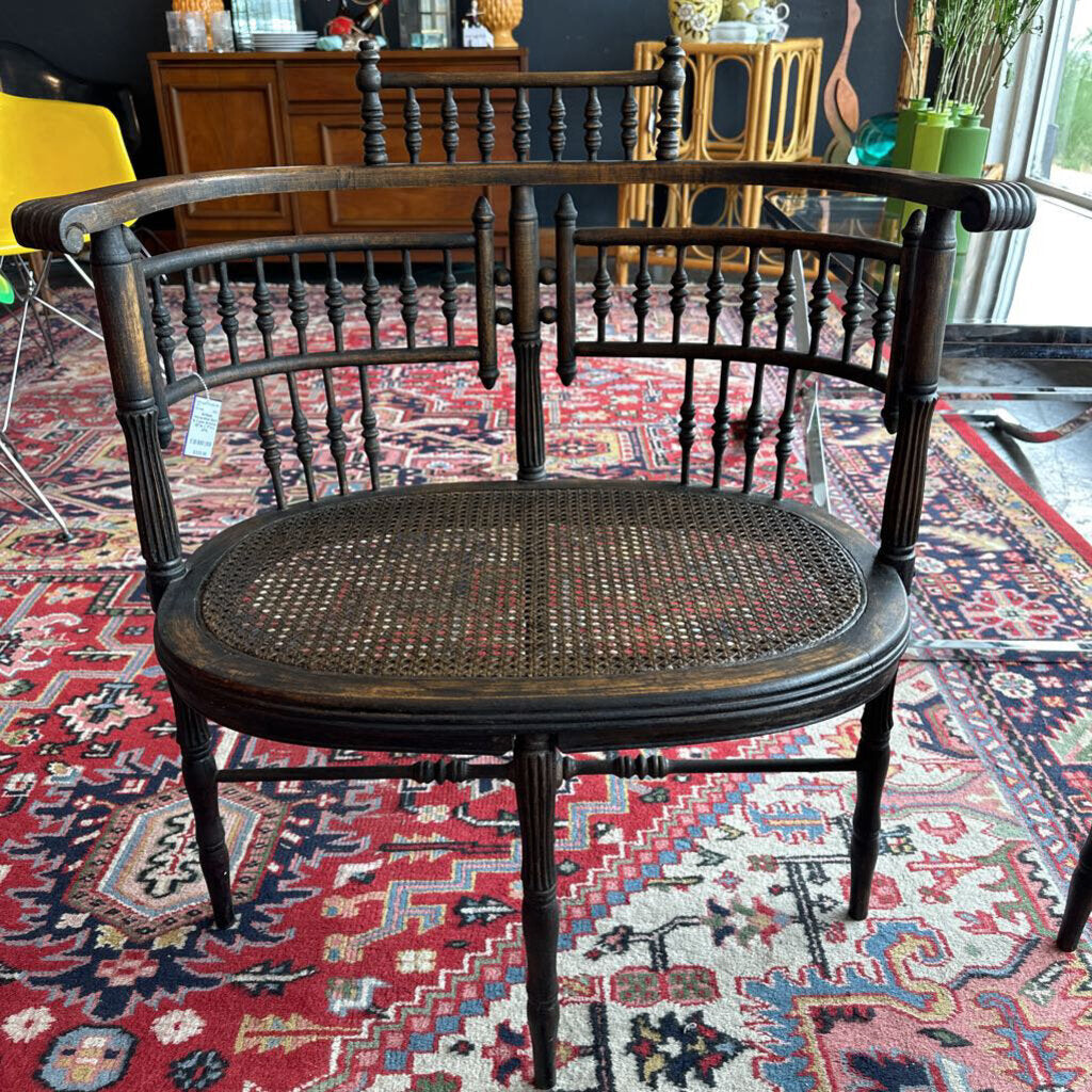 Antique Horseshoe Back & Cane Armchair Set