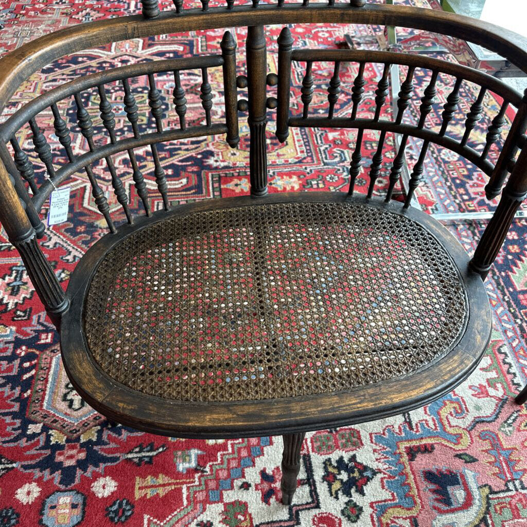 Antique Horseshoe Back & Cane Armchair Set