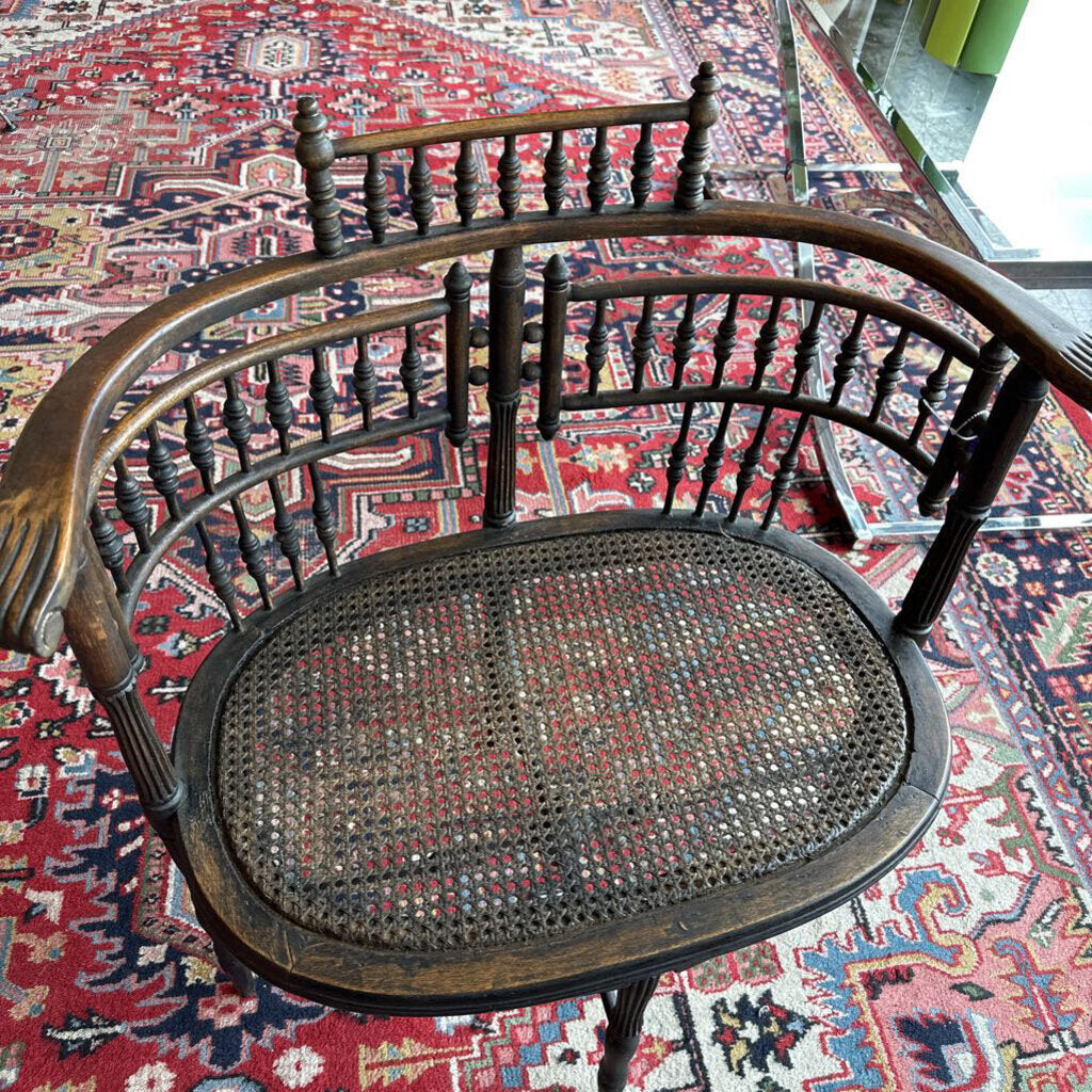 Antique Horseshoe Back & Cane Armchair Set