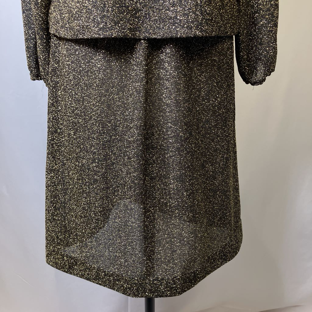 Gold Shimmer Two-Piece Shirt and Skirt