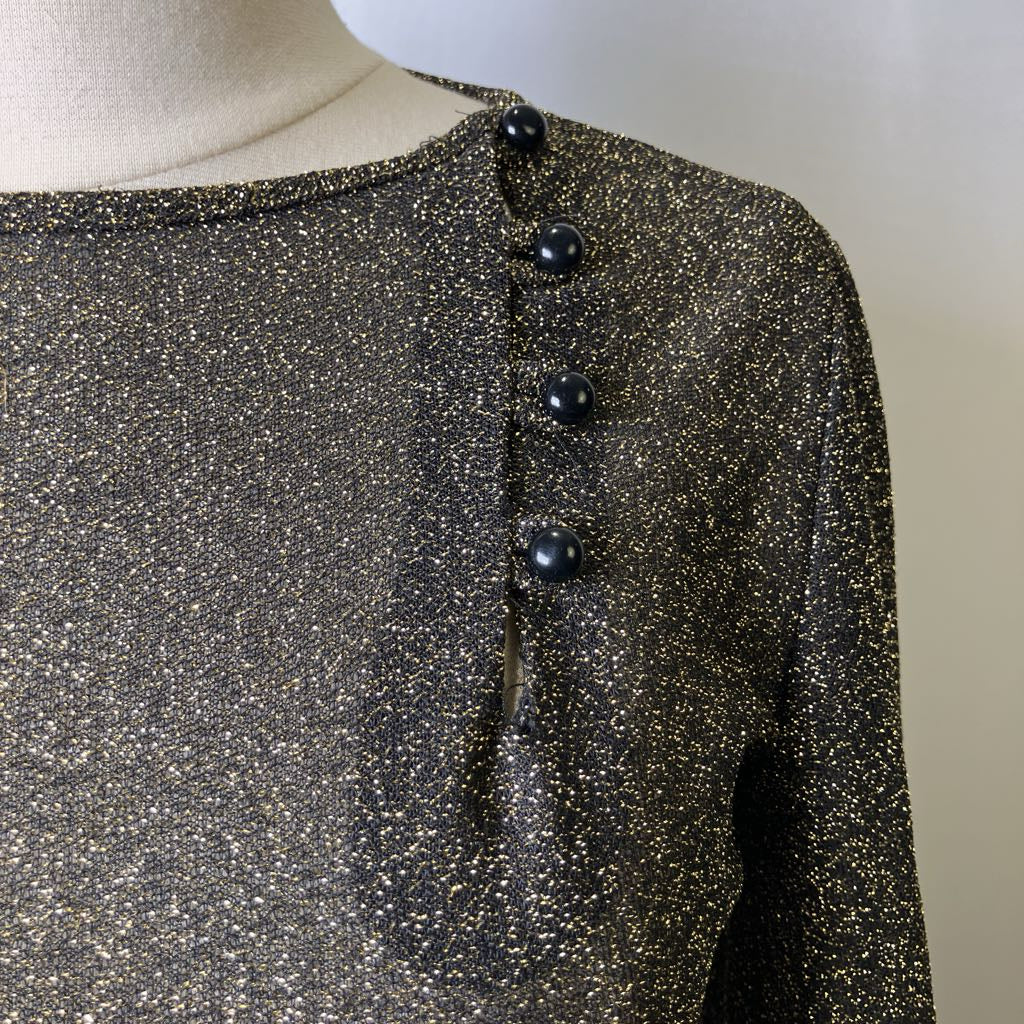 Gold Shimmer Two-Piece Shirt and Skirt