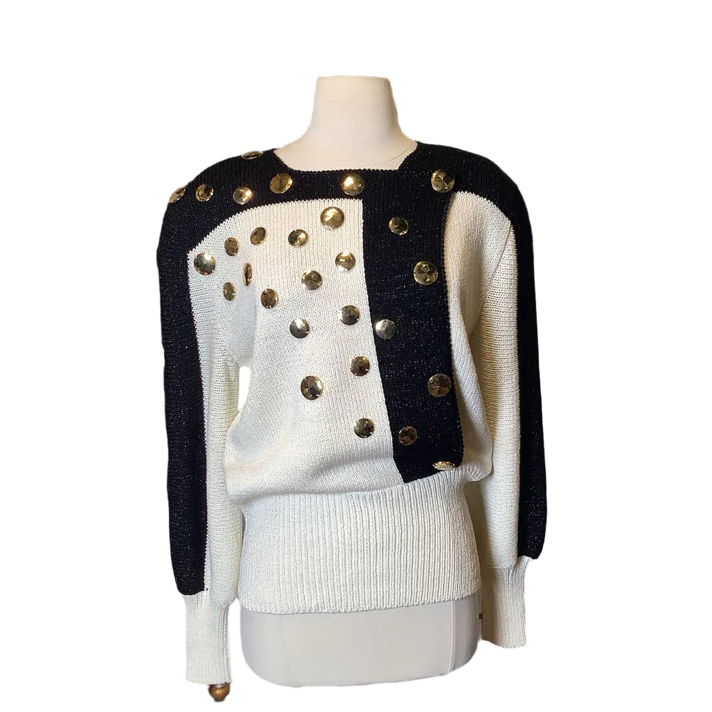 Antonella Preve Cream and Black Sweater