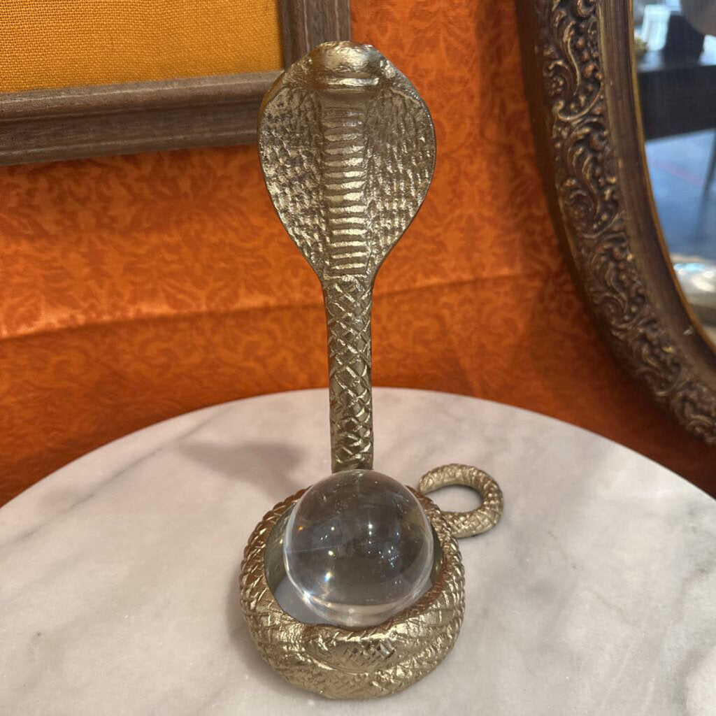 Brass Cobra with Crystal Ball