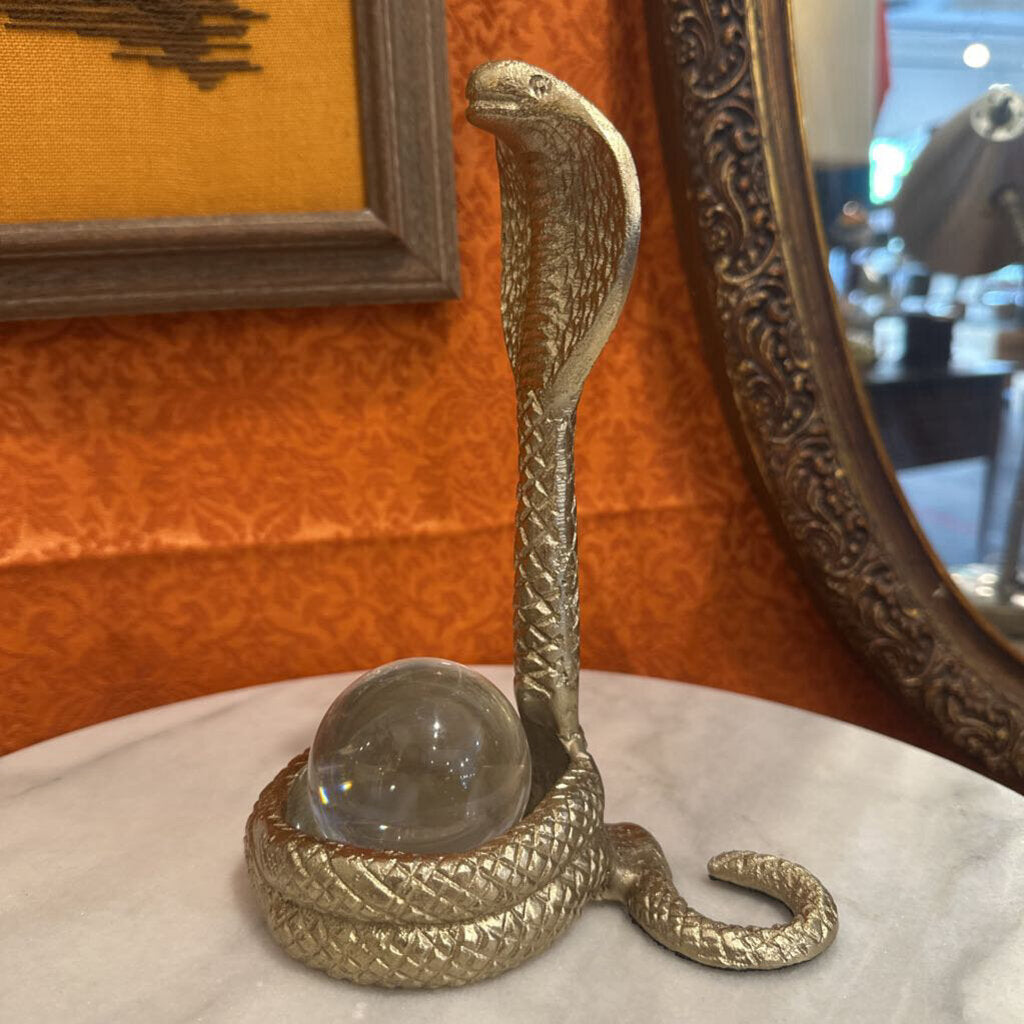 Brass Cobra with Crystal Ball