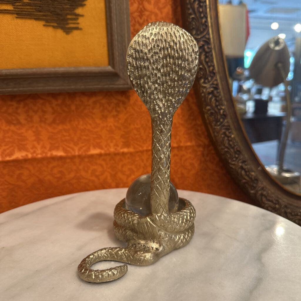 Brass Cobra with Crystal Ball