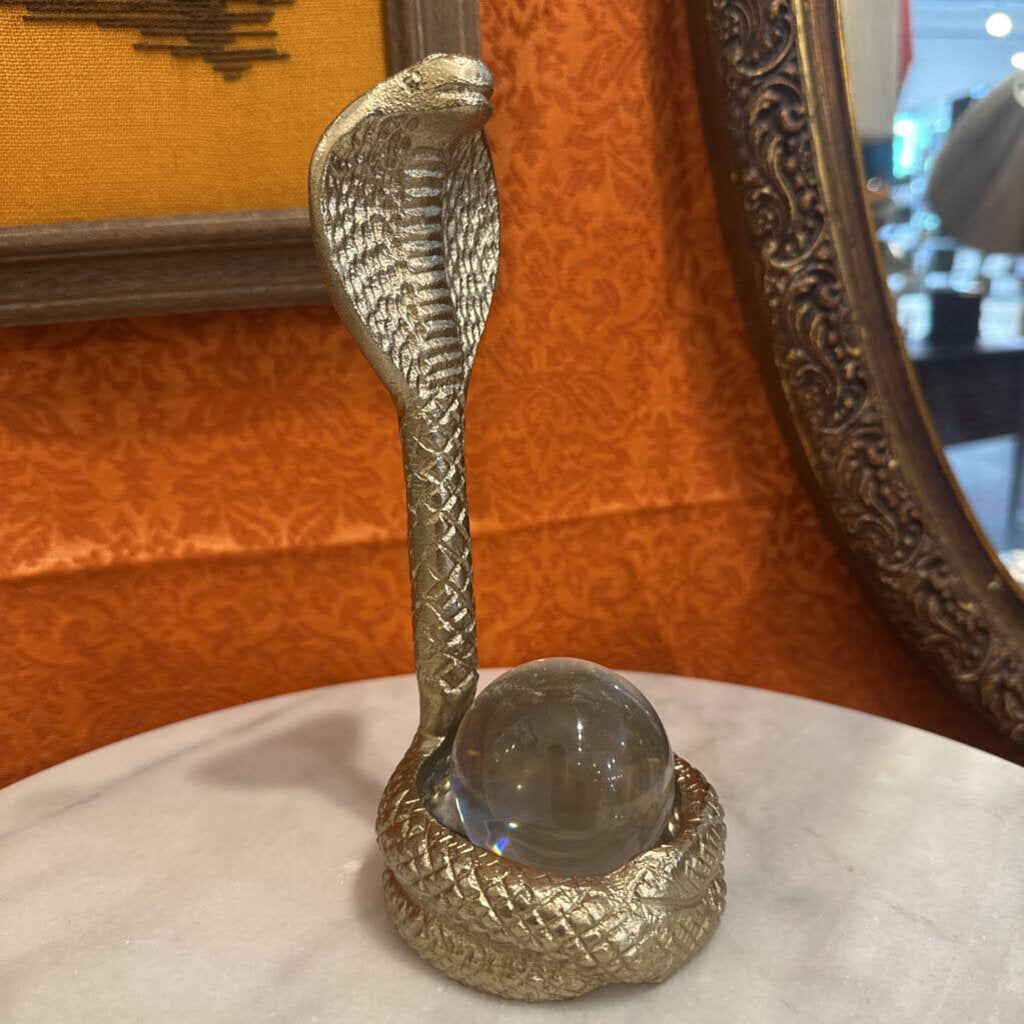 Brass Cobra with Crystal Ball