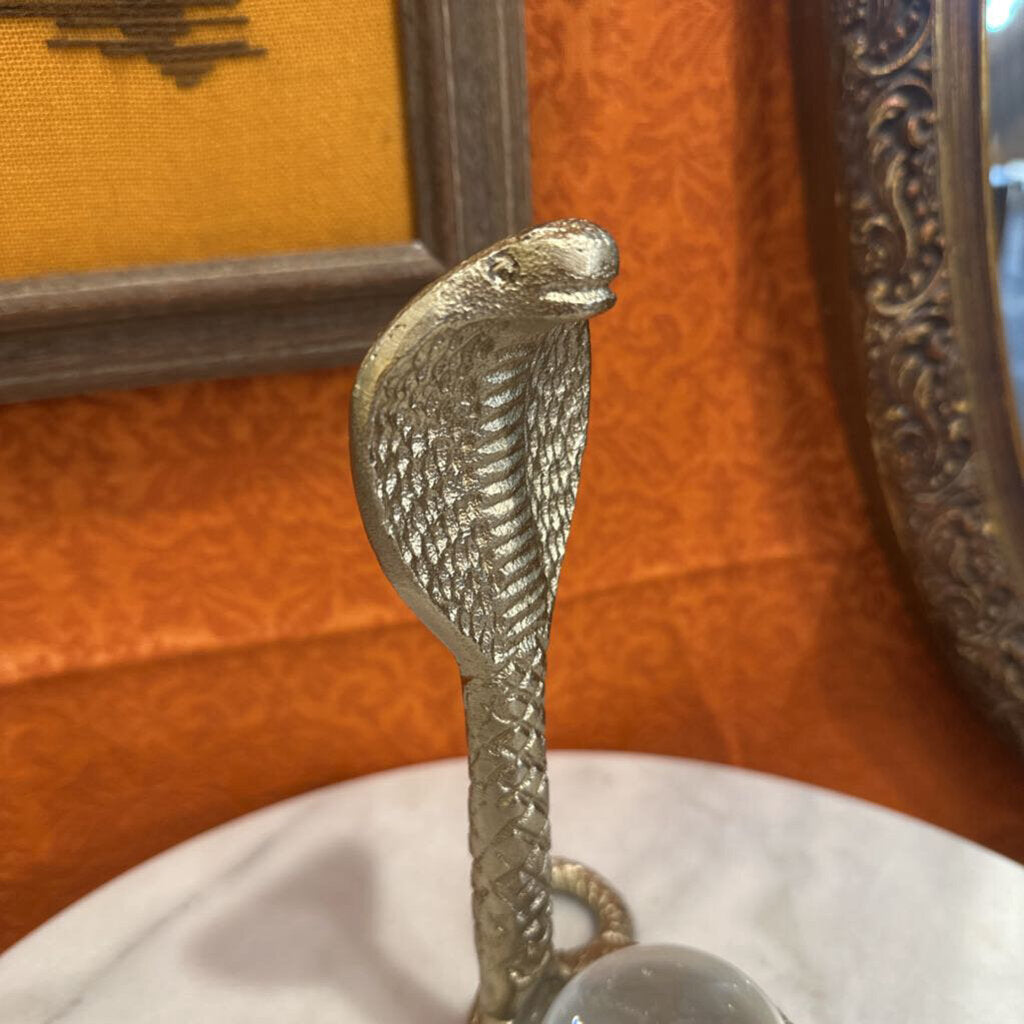 Brass Cobra with Crystal Ball