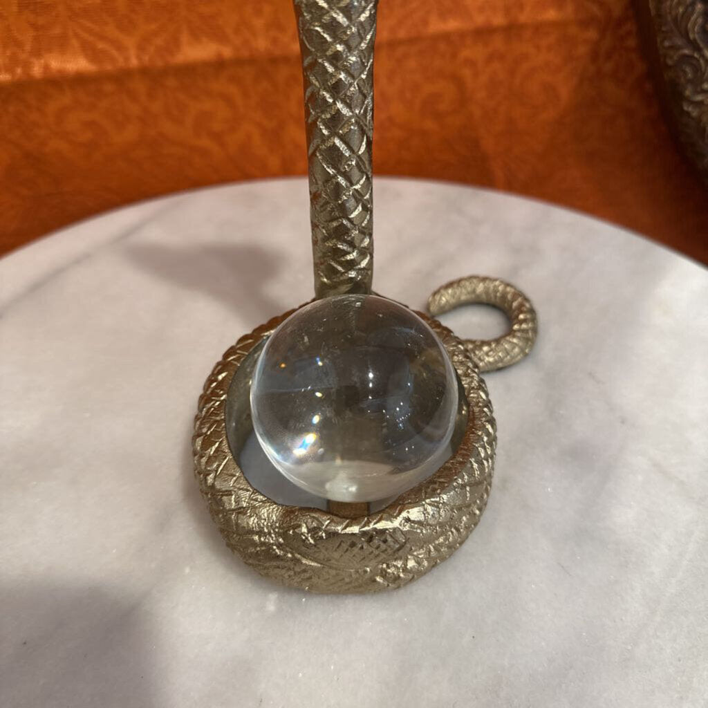 Brass Cobra with Crystal Ball