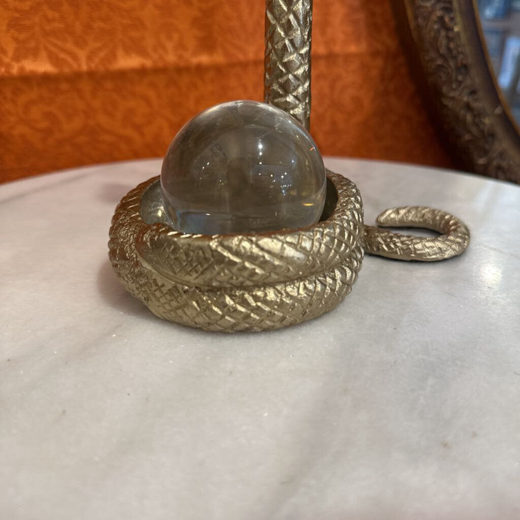 Brass Cobra with Crystal Ball