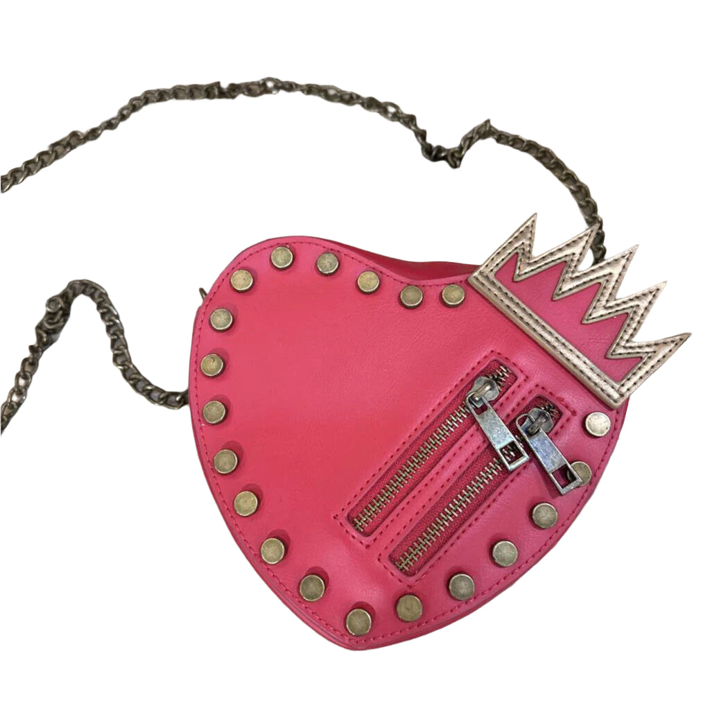 Disney Store Descendants Purse Hand Bag Faux Red Leather Heart Tiara Crown Evie