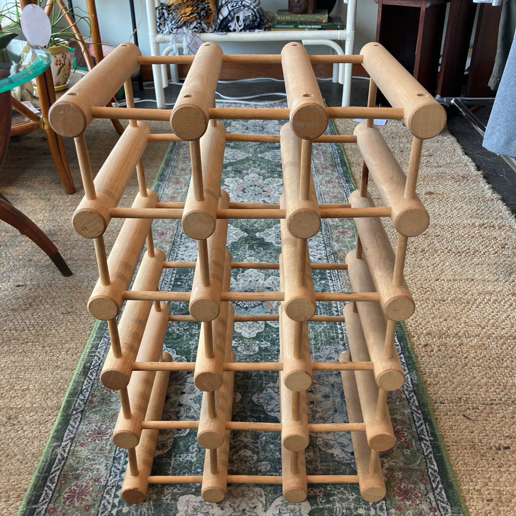 1980s Richard Nissen Design for Bodum 15 bottle Beachwood Wine Rack - MidModMom