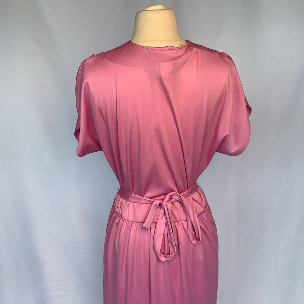 1980s Pink Peplum Dress with Belt