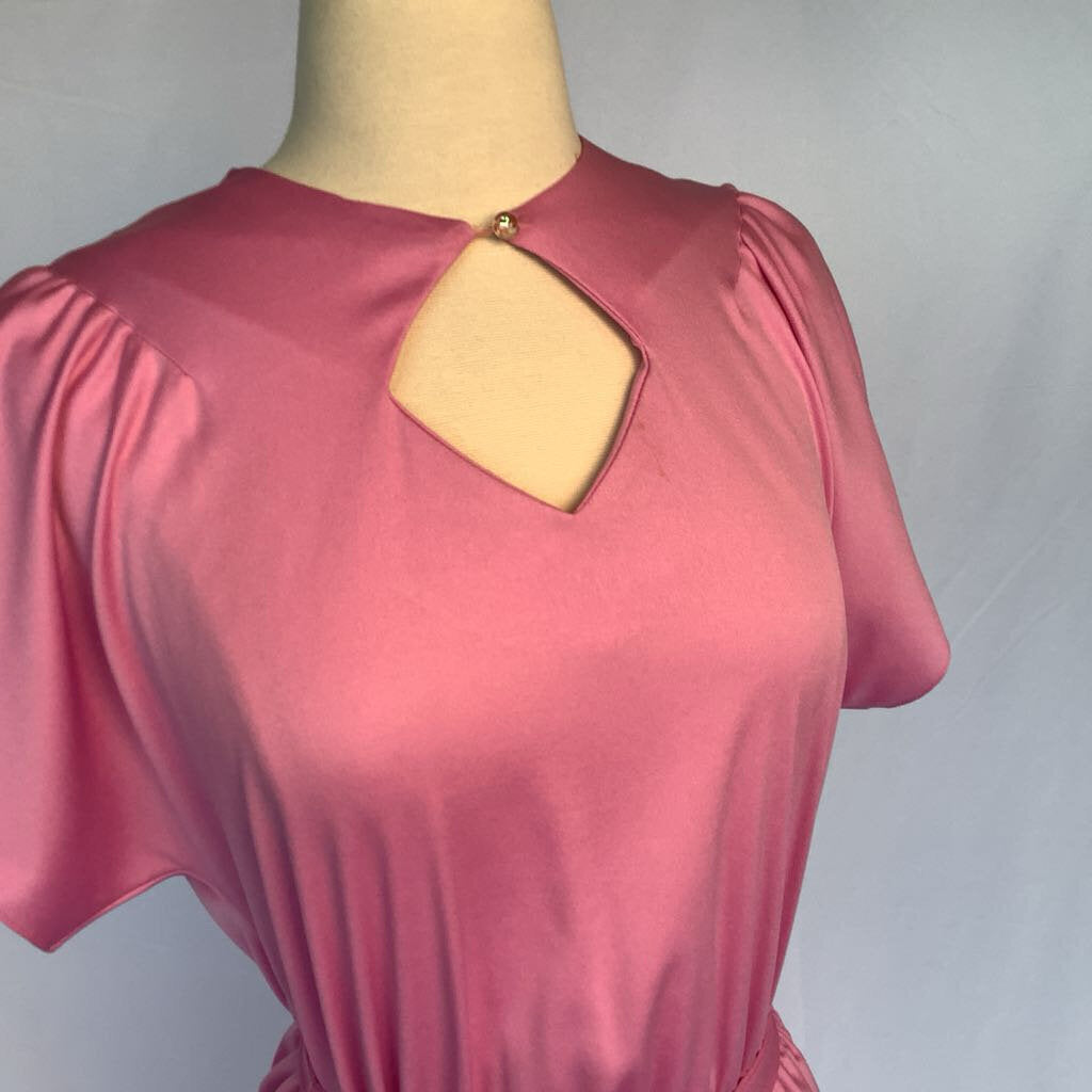 1980s Pink Peplum Dress with Belt