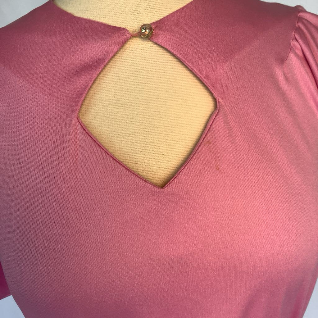 1980s Pink Peplum Dress with Belt