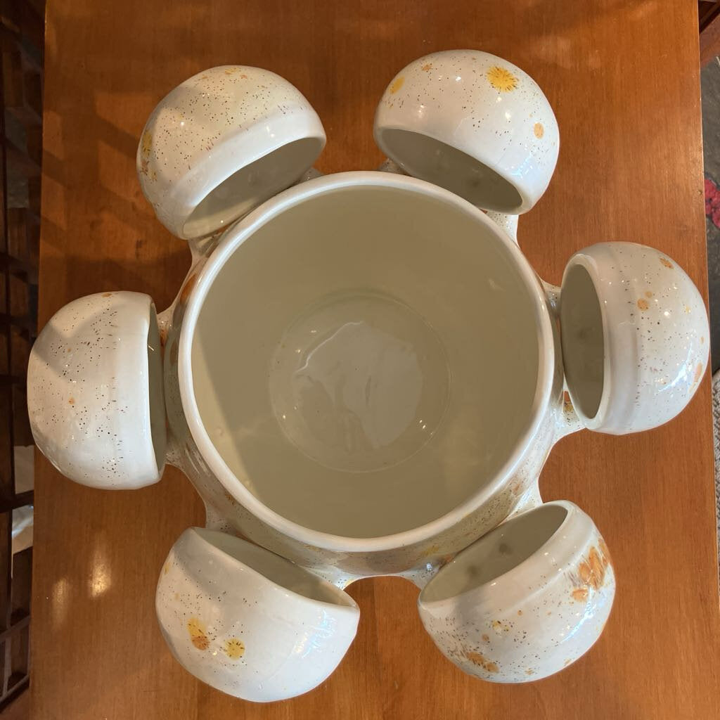 Vtg Speckled Soup Terrine "As-Is" (One Cup Cracked)