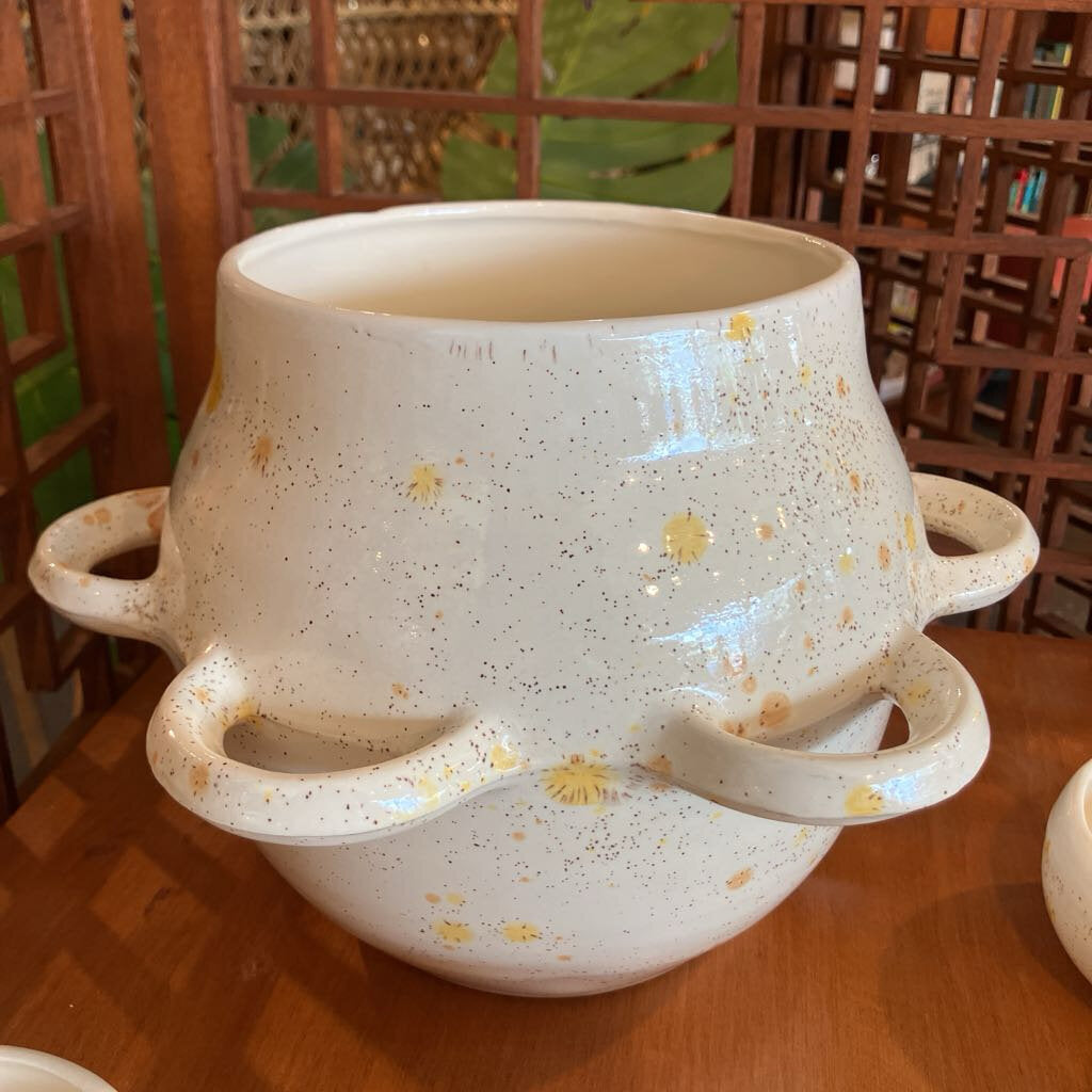 Vtg Speckled Soup Terrine "As-Is" (One Cup Cracked)