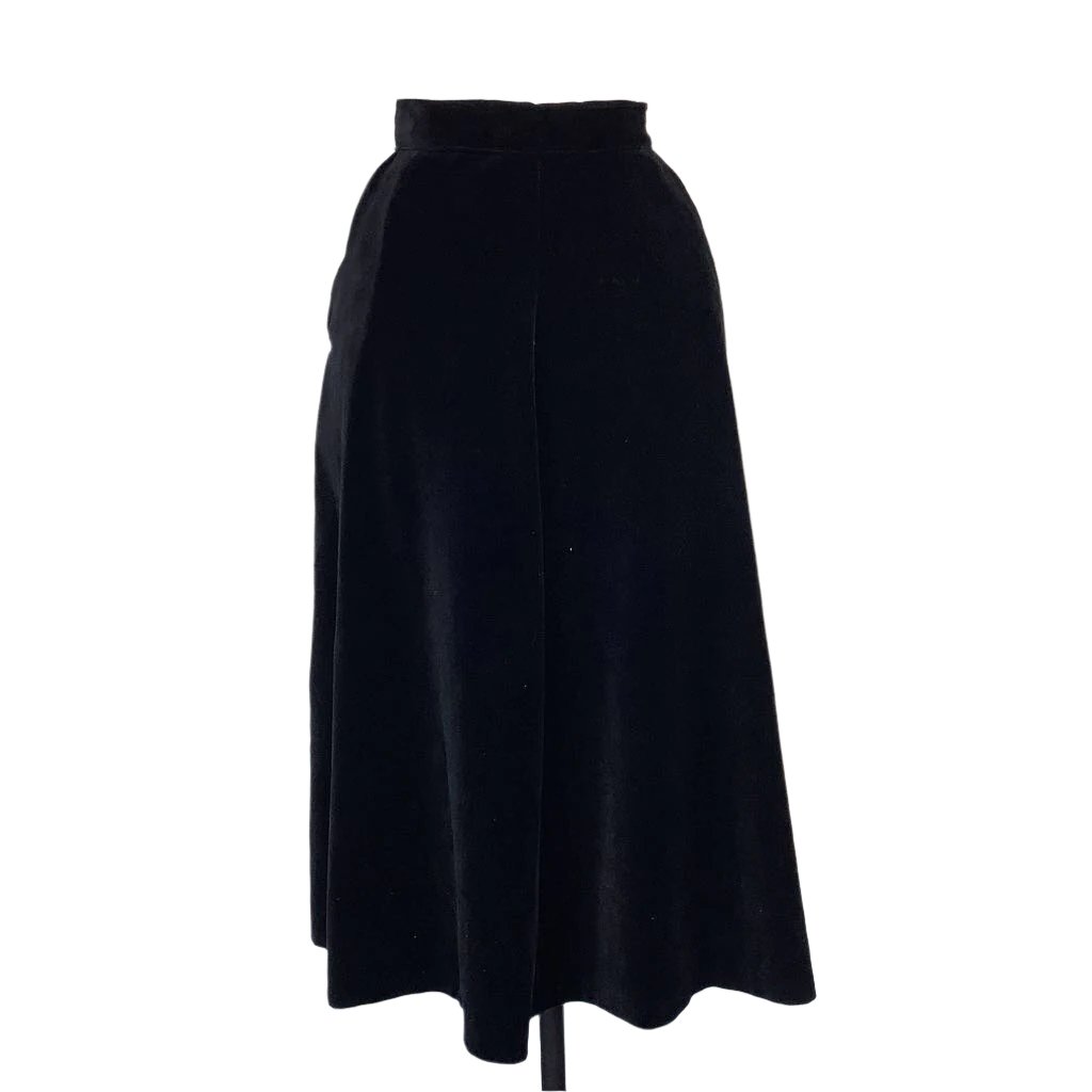 1960s Black Velvet A Line Skirt w/ Pockets