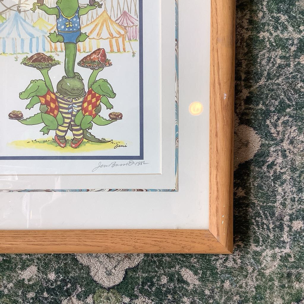 Signed Alligator Illustration Jeni Bassett 1982