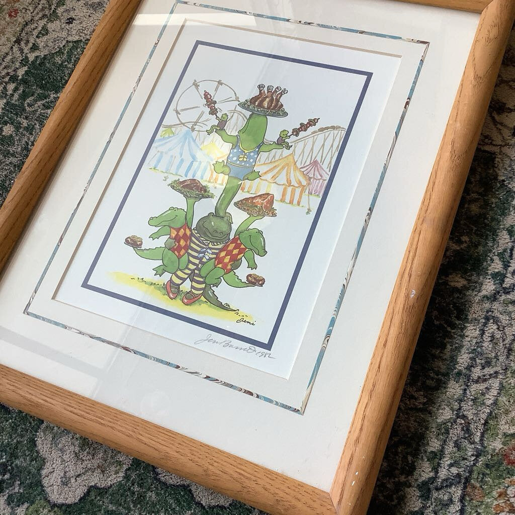 Signed Alligator Illustration Jeni Bassett 1982