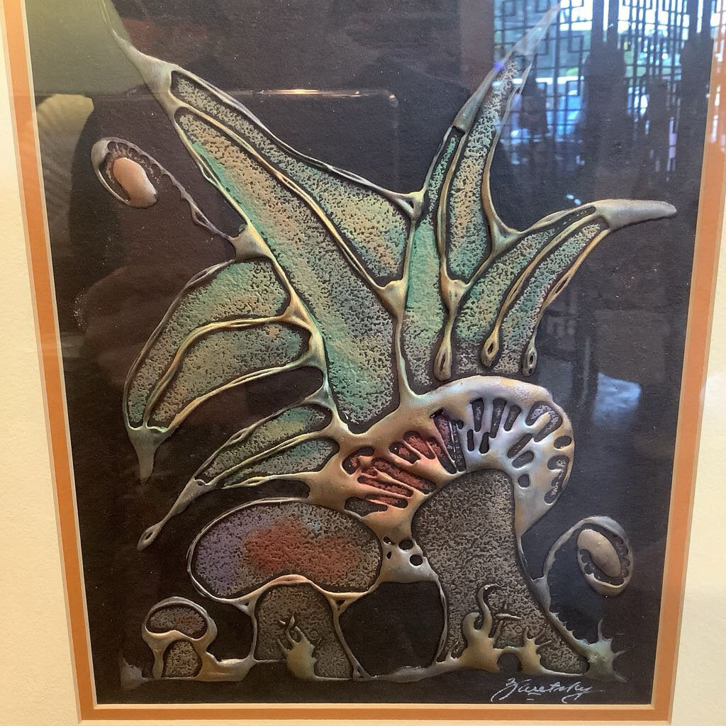 1980s Original & Signed Joel Zaretsky Contemporary Modernist Mixed Media Art