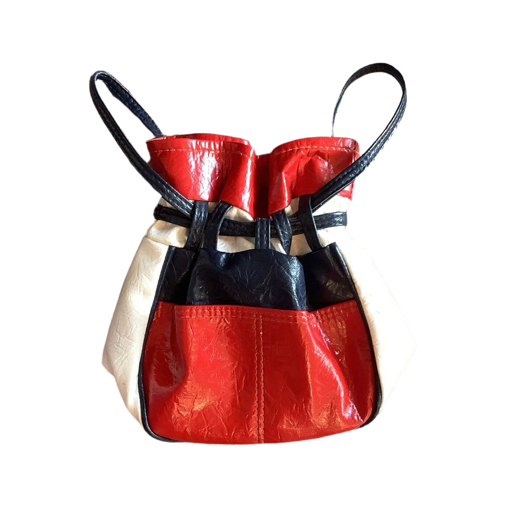 Vtg Red White and Blue Leather Handbag