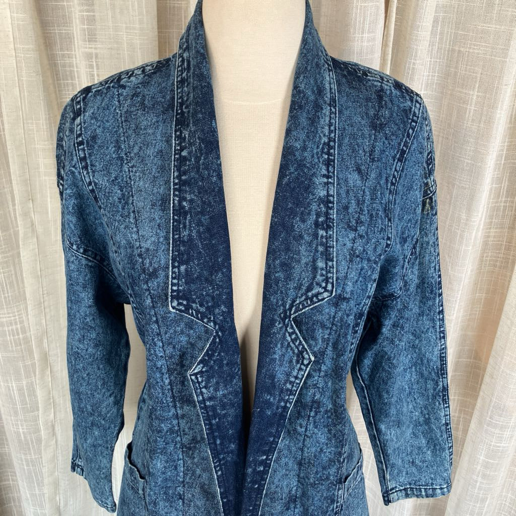 Blazer Acid Washed Jean Jacket 1980s