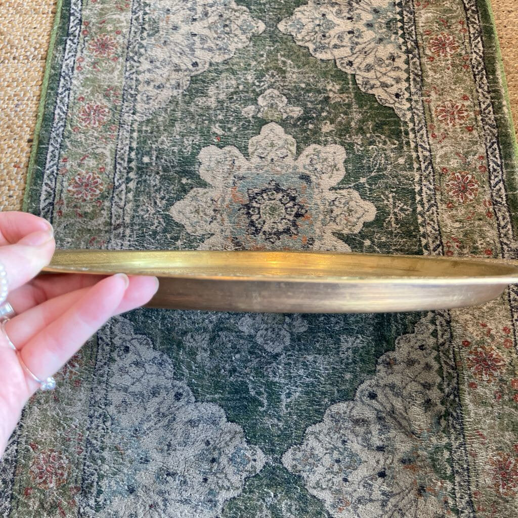 Vintage Etched Brass Tray 18"