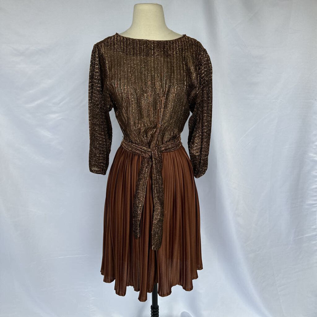 60s R&K Bronze & Gold Party Dress Union Made in USA