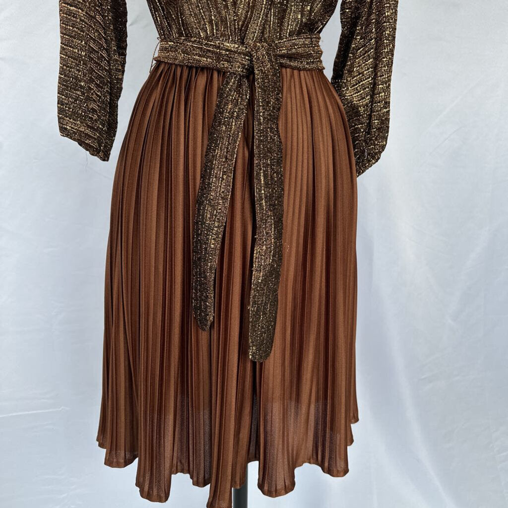 60s R&K Bronze & Gold Party Dress Union Made in USA