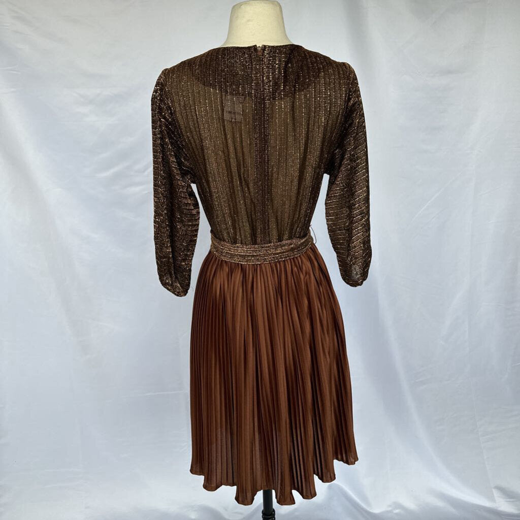 60s R&K Bronze & Gold Party Dress Union Made in USA