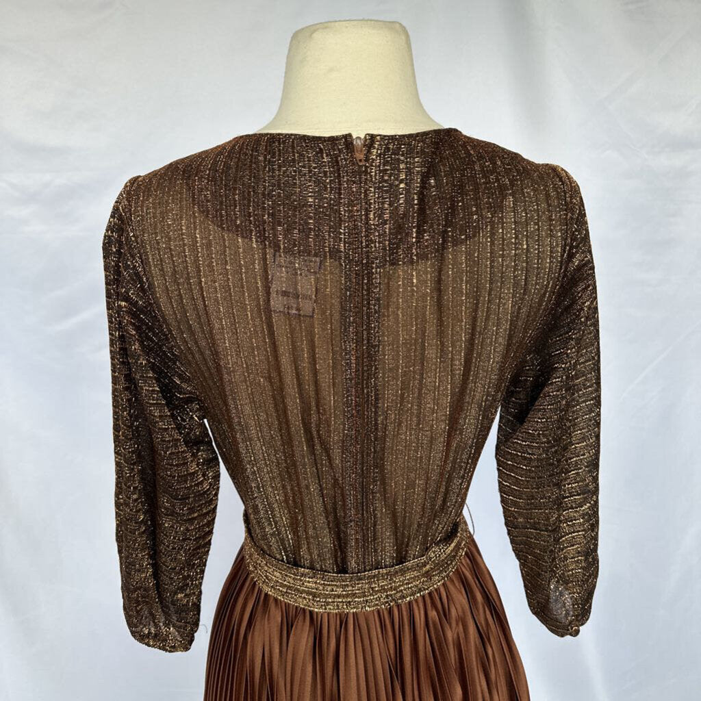 60s R&K Bronze & Gold Party Dress Union Made in USA
