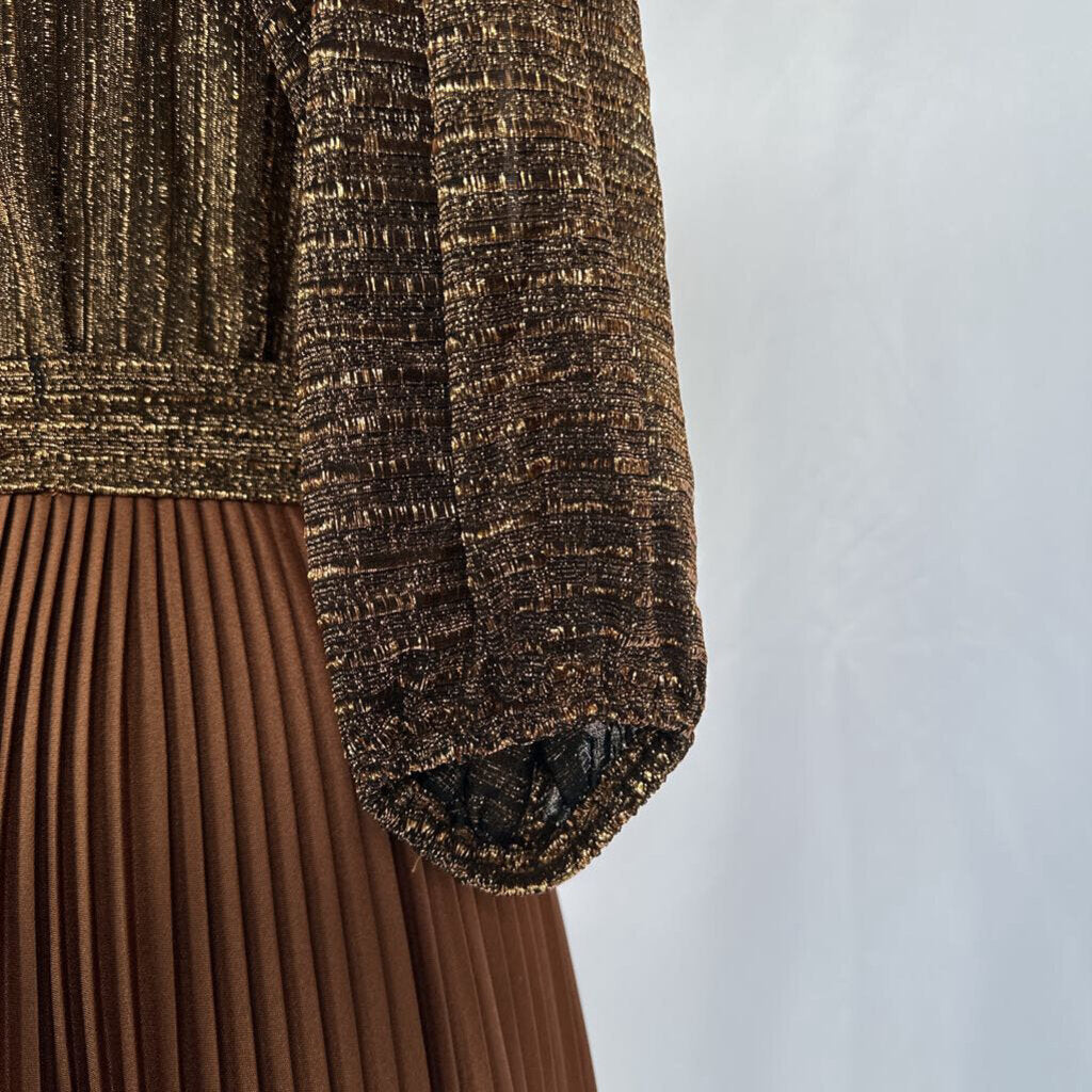 60s R&K Bronze & Gold Party Dress Union Made in USA