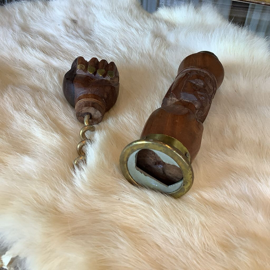 Vintage Figa Fist Wood Cork screw