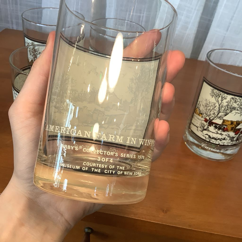 Vintage Currier and Ives Glasses Set of 6