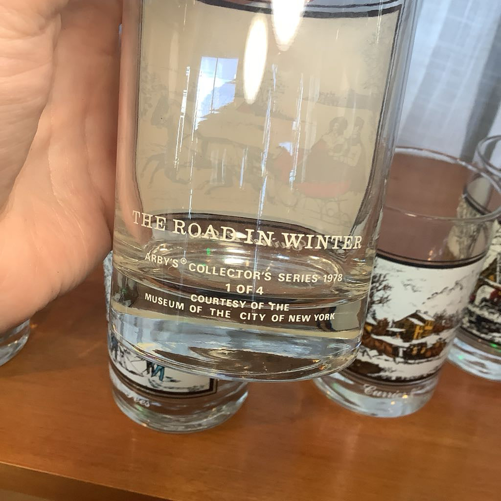 Vintage Currier and Ives Glasses Set of 6