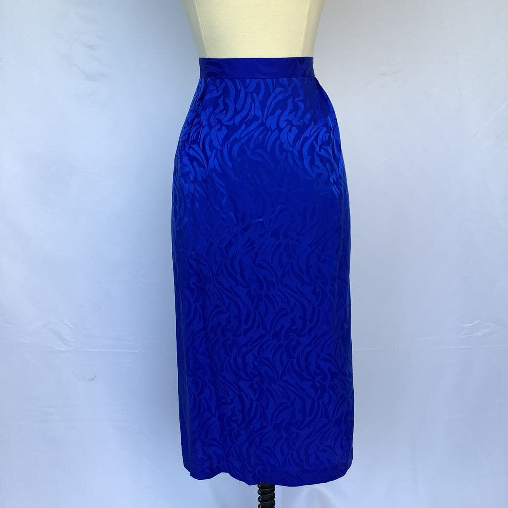 1990s 2 Piece Electric Blue, Silk Skirt Set